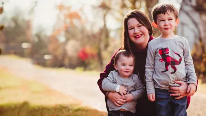 Karen Babcock with her two sons.